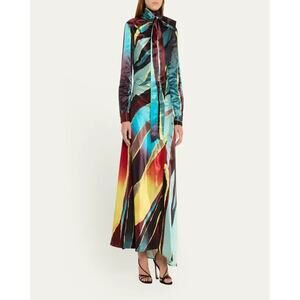 CHRISTOPHER JOHN ROGERS Women's Multicolor Printed Satin Maxi Dress Size 4